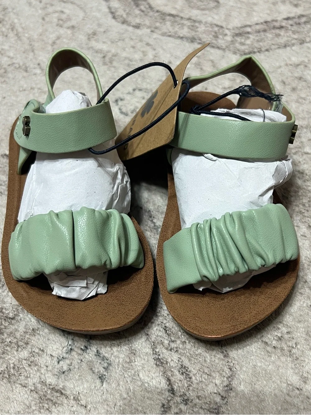 Lucky Brand Light Blue Woven Strappy Flat Sandals & Grace sandals in sage green